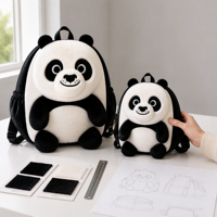 Sac à dos en peluche Panda personnalisé, usine OEM ODM, sac d'école mignon en forme d'animal pour enfants et poupée de 18 pouces, couleur et logo personnalisés