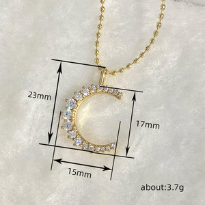 Collana con ciondolo a forma di luna piccola per donna, stile vintage, gioielli minimalisti alla moda, idea regalo - Product Image 5