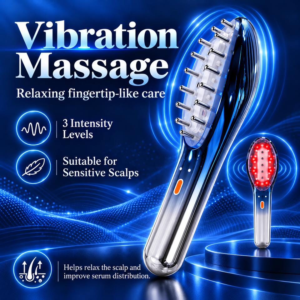 Red Light Microcurrent Scalp Massager Comb Electric Head Massage Device ...