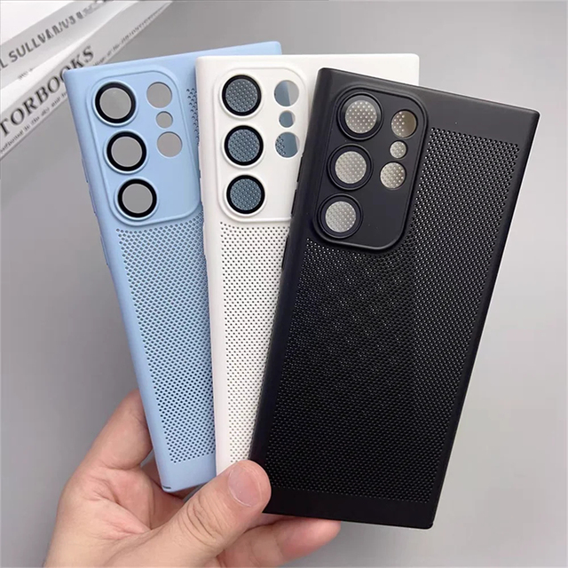 Mesh Heat Dissipation Breathable Phone Case For Samsung S26 S25 S24 S23 S22 S21 S20 FE Ultra Plus Shockproof Cooling Hard Cover