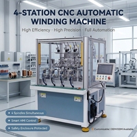 Machine à bobiner CNC mini haute performance de type aiguille à 4 stations pour bobines de stator de moteur interne, marque Rimy, puissance moteur 18KW
