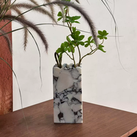 Vase carré en marbre Calacatta Viola naturel, fait main, en pierre massif, pour table à manger, décoration de la maison et des hôtels