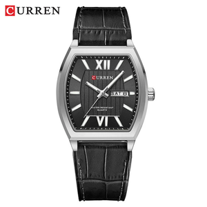 Montre à quartz carrée en alliage pour homme 8478, 38 mm, élégante, avec calendrier, lumineuse, étanche, bracelet en cuir, style rétro - Product Image 6