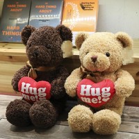 En gros, Grand ours en peluche mignon avec vêtements, coussin Teddy, cadeau d'anniversaire unisexe, en polyester doux, jouet animal en peluche