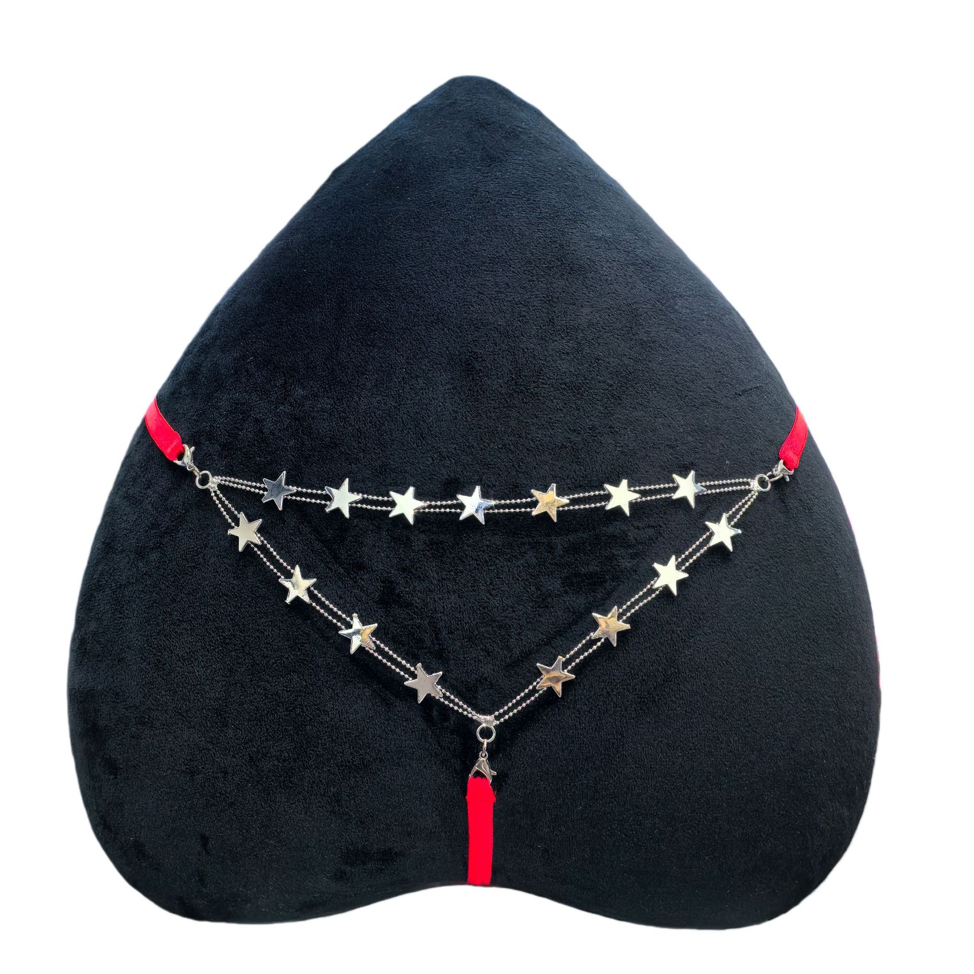 Mezza calza nera con triangoli e stelle - 9907