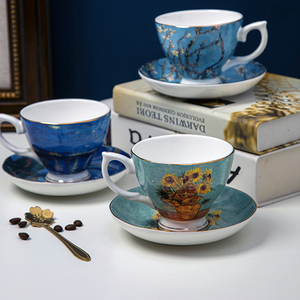 <span class=keywords><strong>Vincent</strong></span> <span class=keywords><strong>Van</strong></span> <span class=keywords><strong>Gogh</strong></span> Fine Bone China 200 ml taza de café y platillo, juego de tazas de té de recuerdo para regalo - Product Image 5