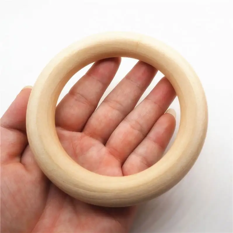 Hot Products 100% Organic Beech wooden ring teether 100mm baby toy
