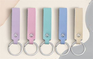 Macaron Color System Custom Blank Car Holder <b>Leather</b> <b>Key</b> <b>Chain</b> with Letterpress Printing Letter Style and Carving - Product Image 4