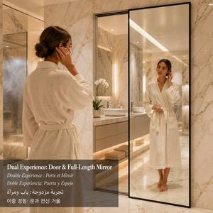 Miroir pleine longueur <span class=keywords><strong>avec</strong></span> système coulissant invisible pour <span class=keywords><strong>dressing</strong></span> intérieur, cadre fin, effet flottant, fixation murale, gain de place - Product Image 1