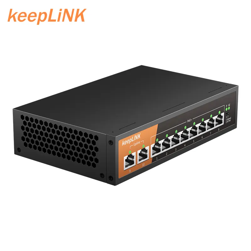 مفتاح إيثرنت ذكي 10 جيجابت 8 POE PoE + 2 RJ45 uplink مسافة