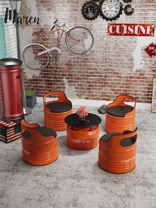 Tavolo <span class=keywords><strong>e</strong></span> <span class=keywords><strong>Sedie</strong></span> da Bar in Acciaio Stile Industriale Creativo a Forma di Barile <span class=keywords><strong>per</strong></span> Hotel, Ristoranti <span class=keywords><strong>e</strong></span> Uso Commerciale - Product Image 4