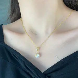 Dylam 925 Sterling Silver Necklaces Pendant Jewelry Baroque Freshwater Trendy Statement Real Fresh Water Pearl Choker Necklace