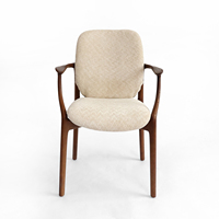 Fauteuil d'appoint en bois de frêne massif de style nordique, rembourré en tissu bouclé, avec accoudoirs incurvés, pour l'ameublement de la maison