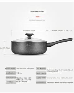 Sartén Antiadherente de Piedra Maifan de 24 CM, Profunda, con <span class=keywords><strong>Tapa</strong></span> de Vidrio, Compatible con Estufas de Inducción y Gas, Capacidad de 3L, Resistente al Calor - Product Image 6