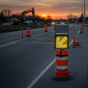Señal de Advertencia Solar 'Mantenerse a la Izquierda' para Mantenimiento de Carreteras y Construcción, 40x40cm, Equipo de Seguridad Vial, Material de PC, Batería de Gel de 12V - Product Image 3