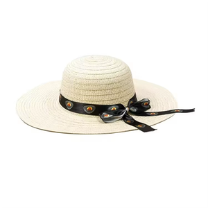 Venta al por mayor <span class=keywords><strong>jardín</strong></span> vocación cinta <span class=keywords><strong>de</strong></span> ala ancha moda mujer verano disquete personalizado playa sombreros <span class=keywords><strong>de</strong></span> paja con logotipo - Product Image 1