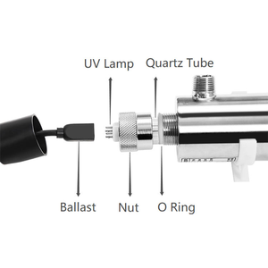 Esterilizador de Agua <span class=keywords><strong>UV</strong></span> de 25W y 6 <span class=keywords><strong>GPM</strong></span> con Certificación CE, Lámpara Germicida Ultravioleta Tubular de Acero Inoxidable para Uso Residencial - Product Image 5
