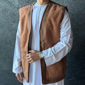 Vendita all'Ingrosso di Abbigliamento Tradizionale Musulmano, Gilet Invernale in Camoscio Spesso per Uomo, Tinta Unita, <span class=keywords><strong>Moda</strong></span> Modesta - Product Image 2