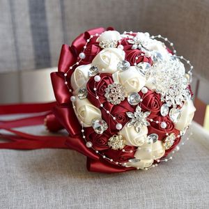 Nouveauté : Bouquet réaliste pour mariage et remise de diplôme, roses en soie avec perles de cristal, fleurs artificielles pour mariée et demoiselles d'honneur - Product Image 6