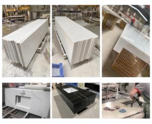 เคาน์เตอร์หินควอทซ์สีขาวทันสมัยพื้นหินวิศวกรรมขัดครัวหรือโต๊ะเครื่องแป้งมีการรับประกัน5 + ปี - Product Image 2