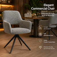 Fauteuil de salle à manger en tissu tressé motif étain avec dossier incurvé et base métallique à quatre branches pour café, boulangerie et pâtisserie