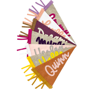 Customizable Blank Digital Printing Bunting Promotional Appliqued Embroidery Logo Automotive Pennant Flag Felt