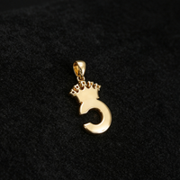 Pendentif Lettre C Couronne 15MM en Or 18K Sertie de Diamants Véritables, Breloque Initiale Alphabet, Bijoux Hip Hop de Luxe pour Hommes et Femmes, Cadeau de Fête