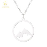 Collier unisexe en argent sterling S925, motif cercle montagne, accessoires de plein air durables, bijoux de mode pour la randonnée et les voyages, vente en gros