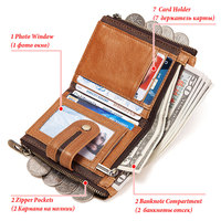 Portefeuille bifold vintage en cuir véritable avec blocage RFID et doublure en polyester pour espèces et voyages - Design classique et simple