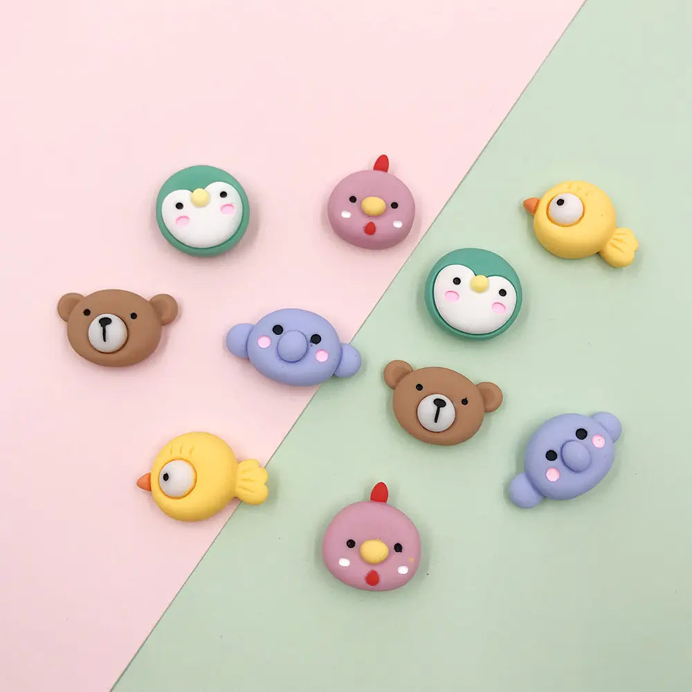 Kartun Hewan Burung Beruang Punggung Datar Resin Cabochon Kawaii Scrapbooking Rambut Pusat Pita Aksesoris DIY Dekorasi Telepon Kerajinan