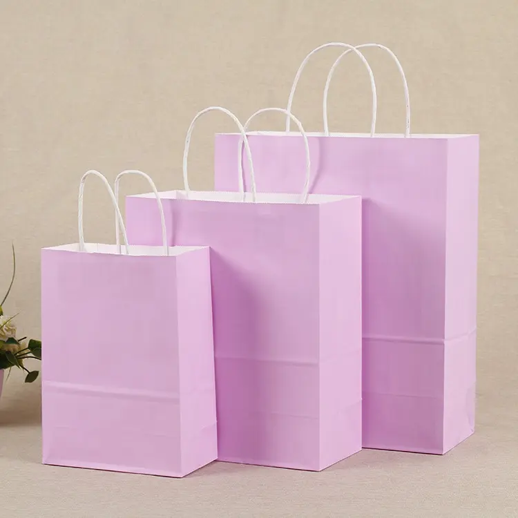 Переработанные пользовательские подарочные бумажные пакеты фиолетовый крафт-бумага подарочные пакеты водонепроницаемый производитель Китай Оптовые бумажные пакеты для продажи