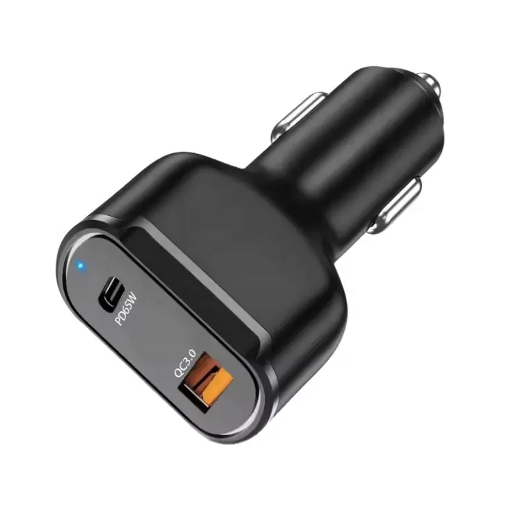 Großhandel guter Preis Qualität 65 W Doppelport QC3.0 USB-Autoladegerät 38 W Auto 2-Wege-USB-Reiseladegerät