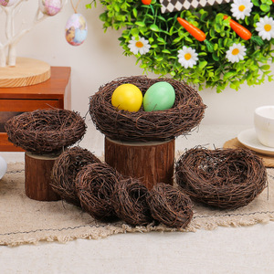 Easter Simulation <strong>Bird</strong> <strong>Nest</strong> Ornaments Courtyard Grass <strong>Nest</strong> DIY Plastic Weaving Dead Branches Decoration Props Farmhouse Handmade - Product Image 1
