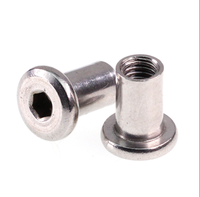 Vis de connexion pour meubles en acier inoxydable 304 à tête plate ronde hexagonale et jeu de vis de verrouillage avec écrou à barillet et bride