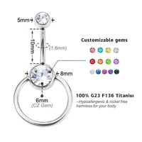Vente en gros de piercing de nombril personnalisé pour mariage et enfant, en titane G23, avec zircon en forme de boule, sertissage double clos, zircon délicat