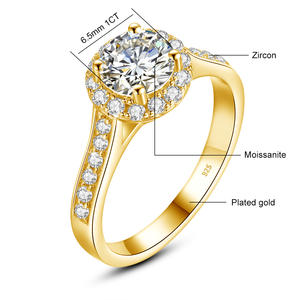 Perhiasan Perak 925 Berkualitas Tinggi untuk Wanita, Cincin Pertunangan 1 Karat, Janji, Emas Putih, Moissanite Bersertifikat GRA - Product Image 5