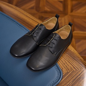 <b>Men's</b> Spring Summer Casual Retro Lace-Up Flat Breathable Leather Shoes Round Toe Lightweight Trendy Shoes <b>Men</b> - Product Image 1