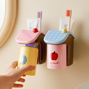 Lindo Soporte Minimalista de Plástico Impreso para Cepillos de Dientes, Montado en Pared sin Taladro, con Ventosa, para Almacenamiento Familiar en Baño, Perfecto para Niños - Product Image 3
