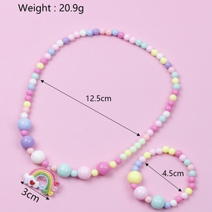 <span class=keywords><strong>2022</strong></span> mode bijoux enfants colliers coréen enfants fille arc-en-ciel perle Bracelet collier ensemble arc-en-ciel pendentifs bijoux - Product Image 5