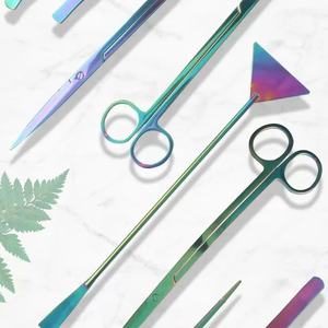 Kit peralatan tanaman 4 gunting baja tahan karat warna-warni, Set pengeruk pembersih tangki akuarium - Product Image 2