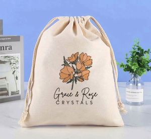 กระเป๋าผ้าแคนวาสออร์แกนิคพิมพ์โลโก้ตามสั่ง ถุงผ้ารูดปิดแบบใช้ซ้ำได้ สายรูดคู่ สำหรับใส่ของช้อปปิ้ง ของขวัญแทนใจ - Product Image 6