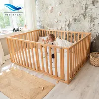 Wooden Playpen with Gate for Kids, Baby Safety Play Center
