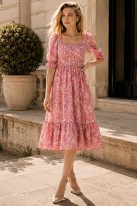 Robe midi bohème florale écologique pour femme, tenue de vacances d'été pour la plage, les voyages, les fêtes et les occasions décontractées - Product Image 4