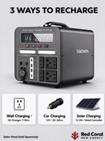 OEM 600W 800W Stasiun Daya Portabel 580Wh Generator Tenaga Surya Gelombang Sinus Murni untuk Berkemah, Luar Ruangan, Cadangan Rumah, Darurat