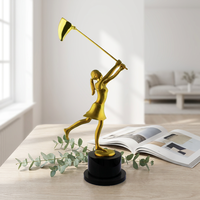 Figurine de trophée sportif en métal moulé sur mesure, attrape-papillons moderne, motif jeune fille, 360 mm, pour décoration intérieure
