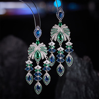 Pendientes de Borla para Mujer, Estilo Europeo Americano, Coloridos, con Diseño de Gota de Agua de Zirconia, Joyería de Lujo para Bodas