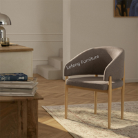 Chaise de salle à manger moderne en bois massif avec revêtement en velours/lin, dossier confortable pour la maison, le salon
