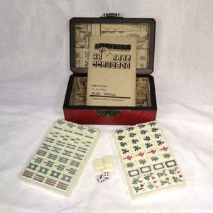 Jeu de Mahjong américain miniature en mélamine premium de 20 mm, 166 tuiles, jeu complet avec boîte en cuir vintage et manuel pour soirée de jeu en famille - Product Image 4