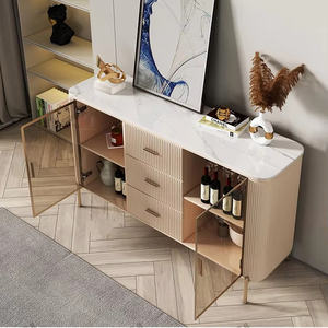 <span class=keywords><strong>Table</strong></span> <span class=keywords><strong>console</strong></span> moderne de luxe en verre à 2 portes Buffet en bois de chêne avec dessus en marbre Armoire pour salle à manger - Product Image 3