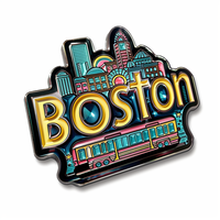 Aimants de réfrigérateur personnalisés avec logo en métal, souvenirs de Boston, autocollants magnétiques pour fabricants d'aimants de réfrigérateur